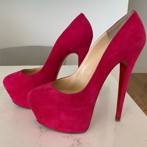 Christian Louboutin Shoes - Christian louboutin hot pink suede stilettos